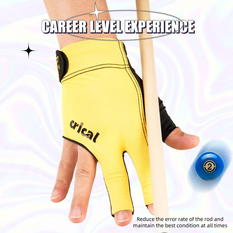 CRICAL Professional Billiard Glove for Pool, 3-Finger Design with Thick Lycra & Non-Slip Grip for Men and Women, Billiard Cue Accessories for Improved Control and Practice - Image 2